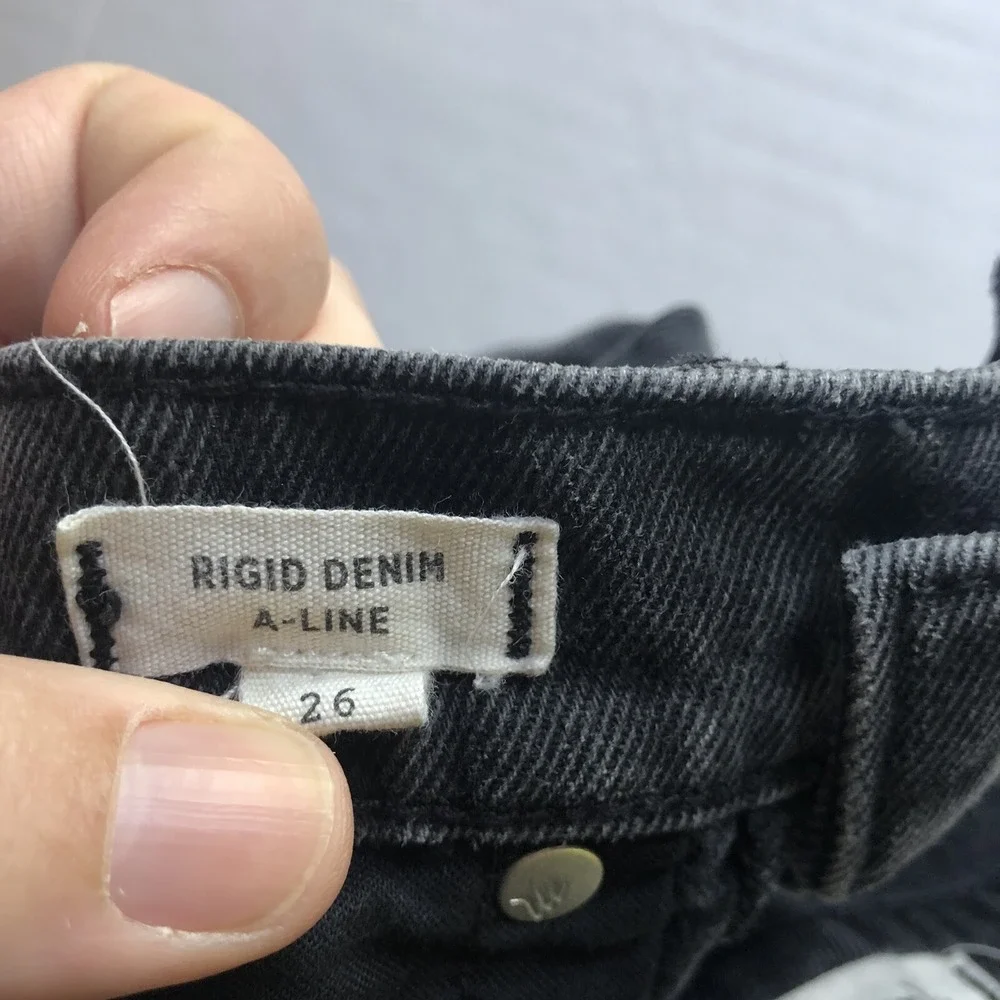 Madewell Faded Black Rigid Denim A-Line Jean Skirt Sz 26 A1780
